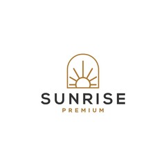 Wall Mural - Arch window with sun sunrise sunset icon vector logo illustration