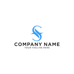 Creative abstract logo sign letter S and shark fin silhouette typography for company.