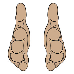 Poster - Front view of two reached forward human male hands. Cartoon style.