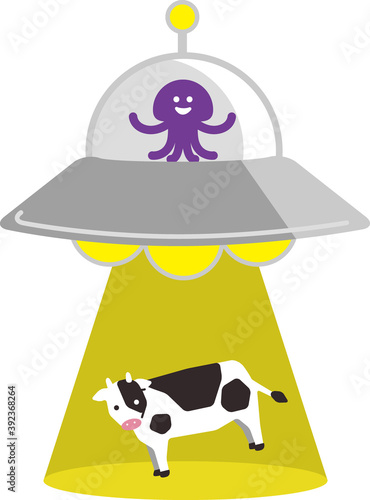 宇宙人が乗った未確認飛行物体 Ufo に連れ去られる アブダクション 牛 Stock Vector Adobe Stock