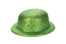 Sparkly Bright Green Decorative Hat Isolated On A White Background