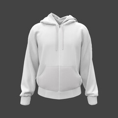 Blank hooded sweatshirt mockup isolated on grey background, 3d rendering, 3d illustration