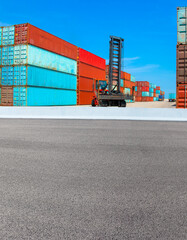 Containers on the wharf. International shipping logistics.