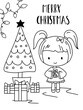 Christmas card with a child, coloring book, coloring sheet, 