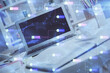 © peshkova - Double exposure of desktop with personal computer on background and tech theme drawing. Concept of data analysis.