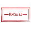 Czerwony tekst TARCZA 6 jako pieczątka na białym tle. Nazwa ochrony finansowej przedsiębiorców w czasie covid 19
