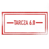 Fototapeta  - Czerwony tekst TARCZA 6 jako pieczątka na białym tle. Nazwa ochrony finansowej przedsiębiorców w czasie covid 19
