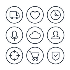 Poster - Basic web icons on white, line vector