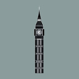 Fototapeta Big Ben - Great Bell Clock Tower in London, Great Britain. Black and white vector illustration. Big Ben.
