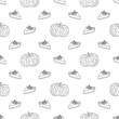 Seamless Thanksgiving pattern with hand drawn pumpkins pie slices in black and white graphic style. Creative holiday fall background for product surface design, fabric, tissue paper