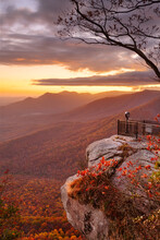 Table Rock State Park, South Carolina, USA At Dusk In Autumn.