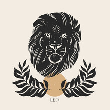 Zodiac Sign Leo In Boho Style. Trendy Vector Illustration.