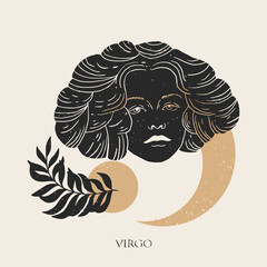 Wall Mural - zodiac sign virgo in boho style. trendy vector illustration.
