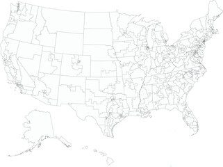  White vector electoral units map of the federal states of United States of America