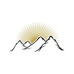 Poster - Mountains logo design isolated on white background