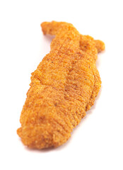 Wall Mural - Breaded and Fried Fish Fillets on a White Background