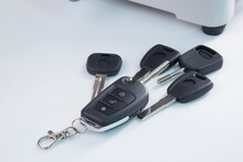 Production Of Car Keys On A Specialized Key Machine.