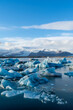 Amazing iceberg formations at Jokulsalron glacier lagoon landscape of Iceland, frozen land showing the climate changes