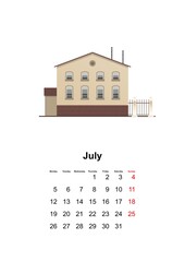 Wall Mural - vertical wall calendar page for month 2021