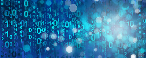 
Abstract blue digital binary data on computer screen 