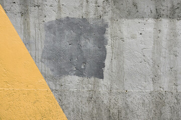 Canvas Print - Urban grey cement wall with bright yellow color corner. Vintage city wall texturized background.