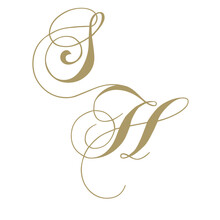 Gold Monogram Script Letters S And H