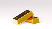 3d Render Of Gold Brick Gold Bar Financial Concept, Studio Shots