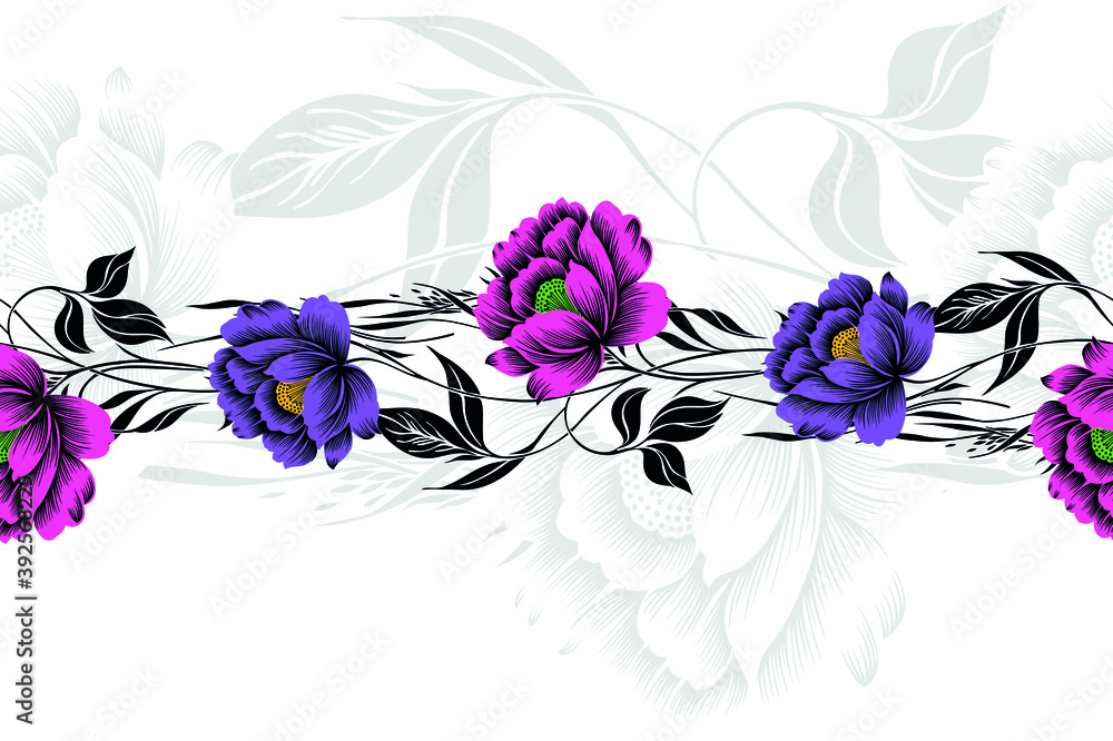 Vector rose flower border design Stock Vector | Adobe Stock