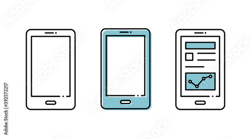 スマホ スマートフォンのアイコンセット アンドロイド 携帯 イラスト シンプル 携帯電話 マーク Adobe Stock でこのストックベクターを購入して 類似のベクターをさらに検索 Adobe Stock