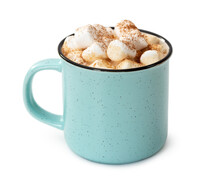 Mug Of Hot Chocolate With Marshmallows Isolated On White
