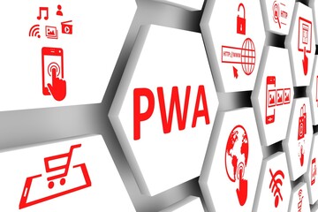 PWA concept cell background 3d illustration
