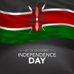 Kenya happy independence day greeting card, banner, vector illustration