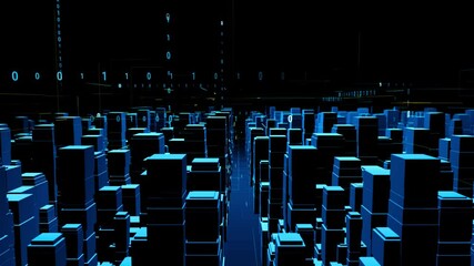 Wall Mural - Binary code in cyberspace. Digital transformation concept. 3D rendering.