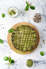 Poster - No bake cheesecake with japanese green matcha tea