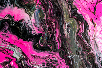  Colorful mix of acrylic vibrant colors. Fluid painting abstract texture.