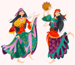 Romany dance. Two roma gypsy girls dancing. Traditional dance.
