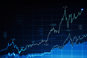 Wall Mural - immersive trading and graph interface over dark blue background. concept of stock market. 3d renderi
