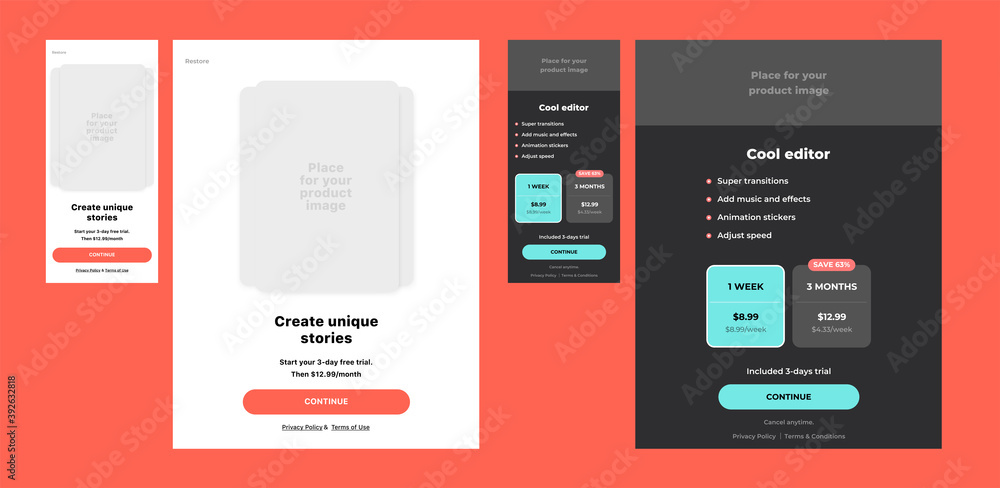 Price table concept. Pricing or subscription plan ui mobile application ...