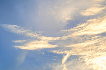 Wall Mural - landscape fantastic sunset or sunrise with rays of light through the sky. beautiful white clouds and