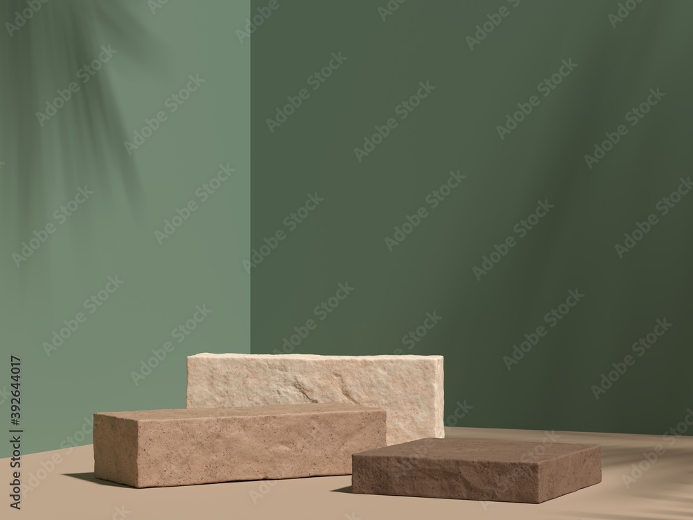 Abstract background, mock up scene with podium geometry shape for product display. 3D rendering - obrazy, fototapety, plakaty 