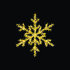 Poster - Glitter snowflake on black background for decorative design. Merry Christmas. Abstract glitter snowflake. Xmas celebration. Holiday texture. Template celebration. Christmas banner. Design element.