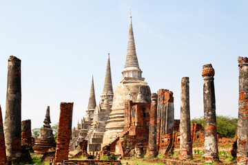 UNESCO world heritage. Ancient archaeological site at Ayutthaya Historical Park, Archaeological sites of Thailand in Ayutthaya, ancient and beautiful. Ayutthaya Province, Thailand.