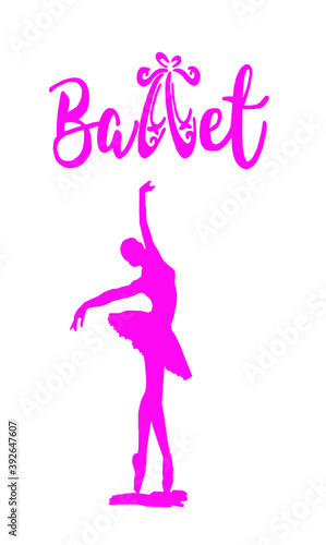 Vector illustration of classical ballet. Young ballet dancer dressed in professional outfit. Vector illustration of classical dancer for card, dress, book, poster