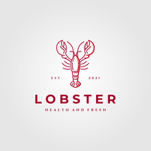 Lobster Logo Line Art Minimalist Vector Illustration Design