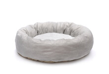 Grey Round Plush Pet Bed