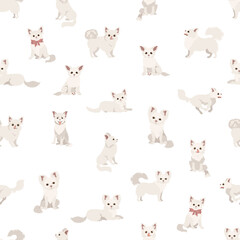  Chihuahua seamless pattern. Dog healthy silhouette and different poses background