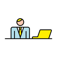 Wall Mural - business man with laptop avatar character
