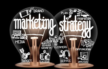 Sticker - Light Bulbs with Marketing Strategy Concept