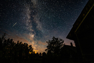 Wall Mural - overhead milky way with stars in clear summer night. country side.