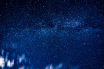 Wall Mural - overhead milky way with stars in clear summer night. country side.